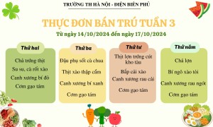 Thực đơn bán trú tuần 3, năm học 2024-2025