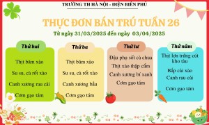 Thực đơn bán trú tuần 26, năm học 2024-2025