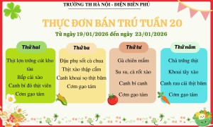 Thực đơn bán trú Tuần 20, năm học 2025-2026