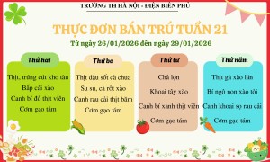 Thực đơn bán trú Tuần 21, năm học 2025-2026